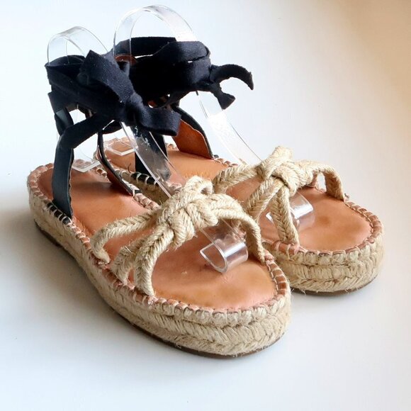 Madewell The Gwen Flat Platform Espadrille Ankle Tie Lace Up Jute Sandals 7.5 - Picture 16 of 16